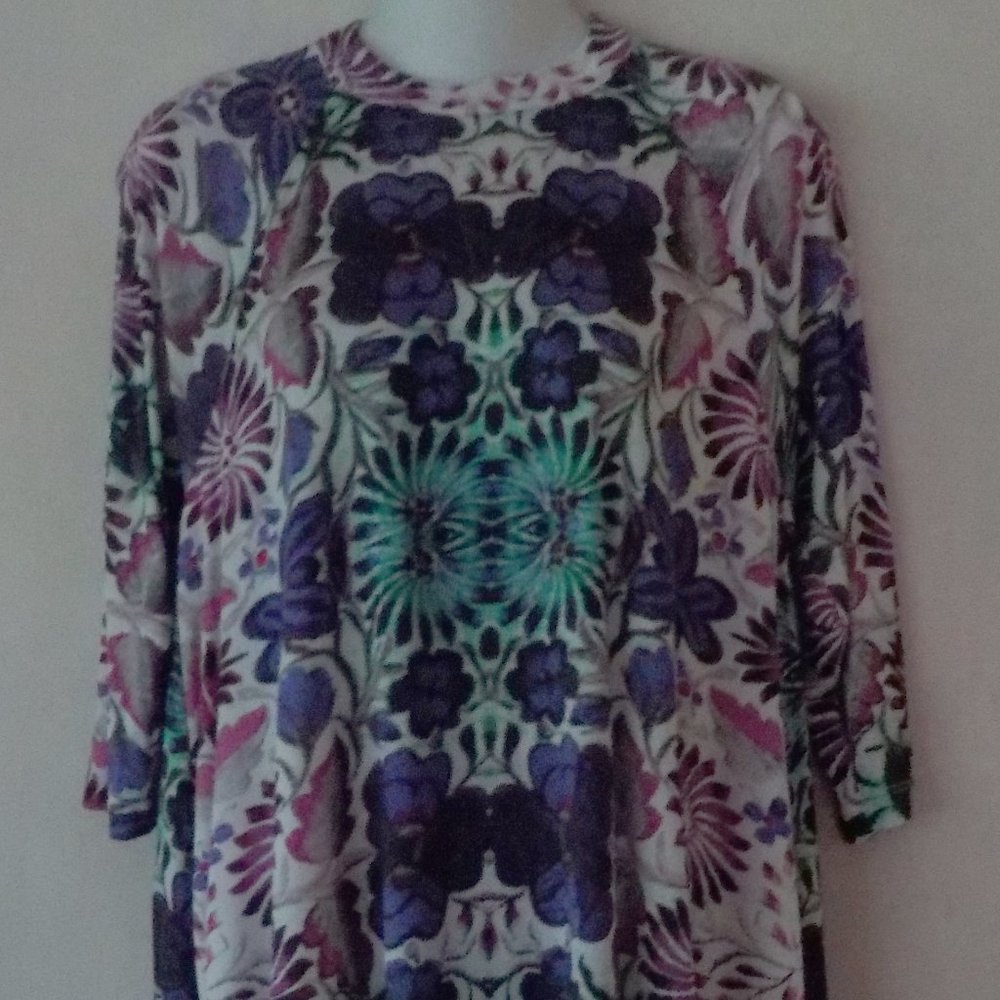 Free People dress sz L 12 14 white multi GUC